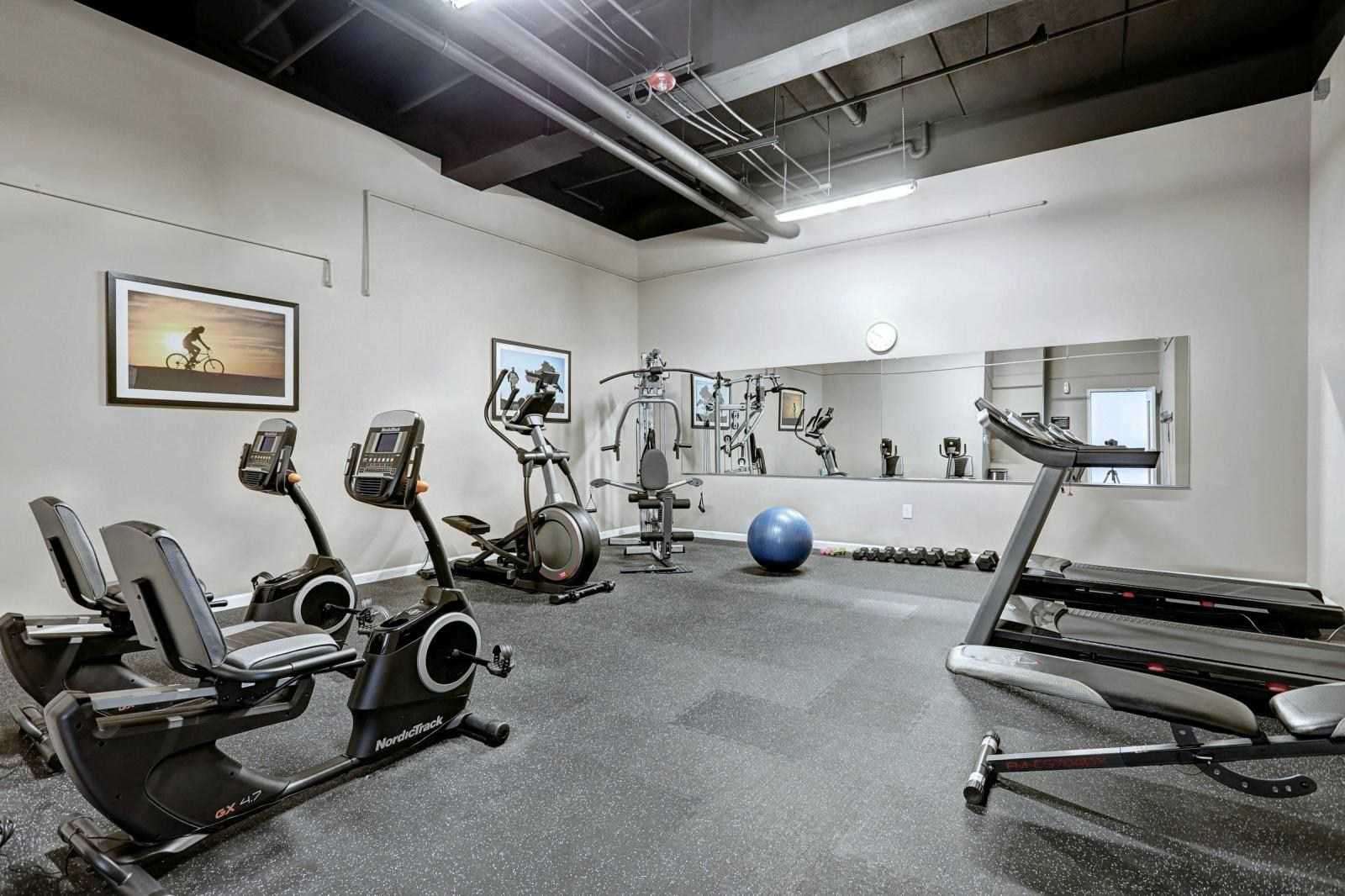 weight room and fitness center at The Lofts at Worthington in Lancaster